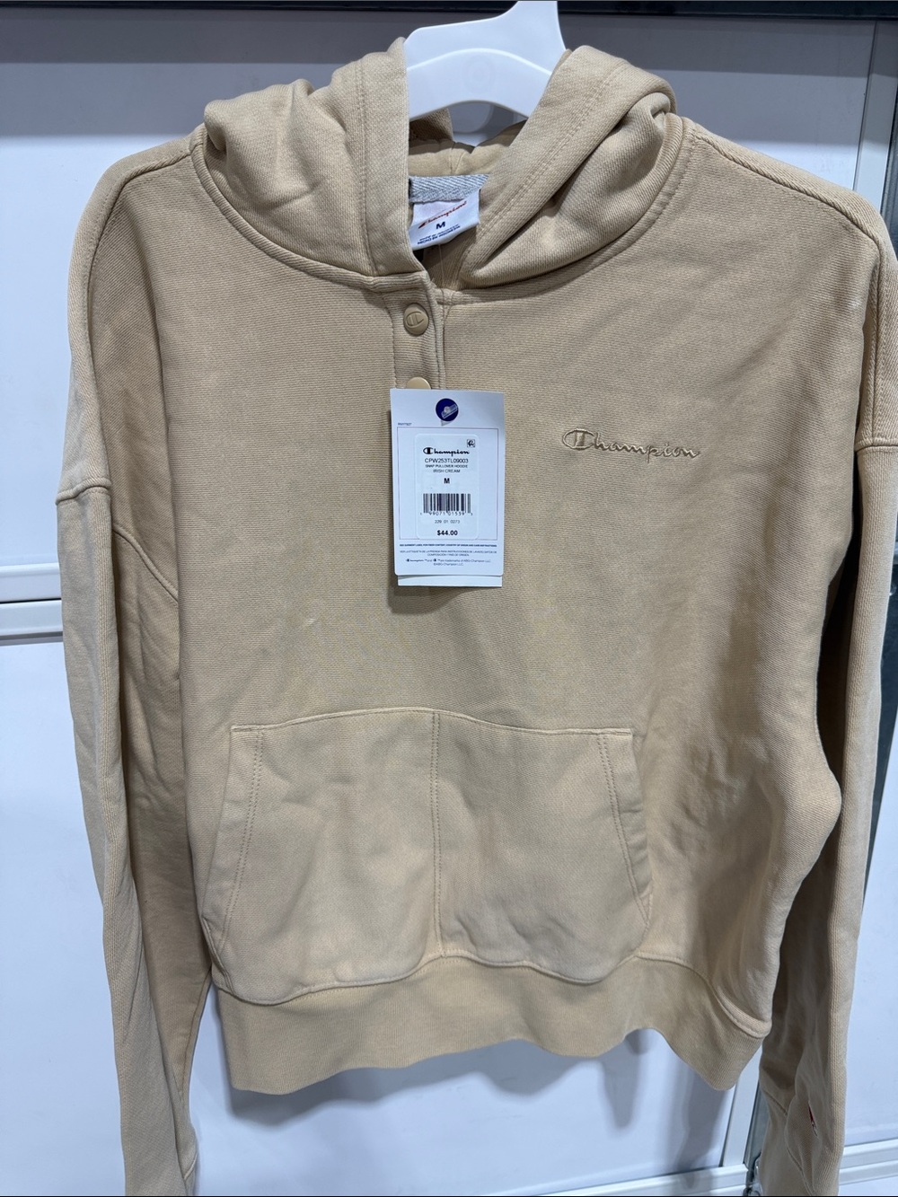Champion Men’s Crewneck Hoodie in Tan